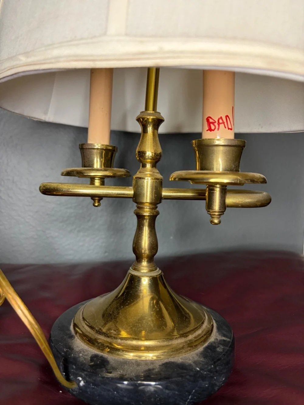 Classic Brass Table Lamp with White Shade